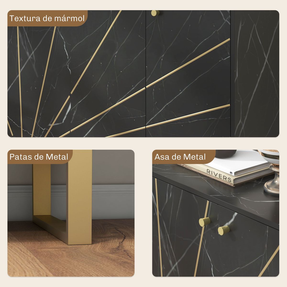 Aparador-Gatsby-Homcom-2-armarios---estantes-ajustables-negro-dorado-75x107x35-cm