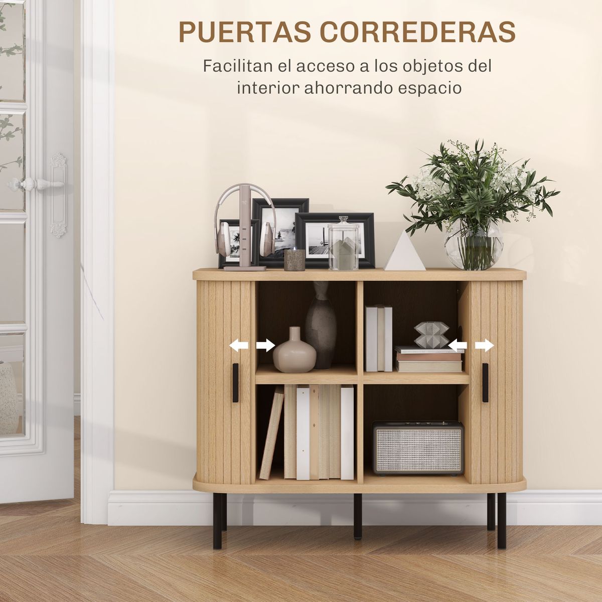Aparador-Latvia-Homcom-puertas-correderas---5-patas-natural-75x90x40-cm
