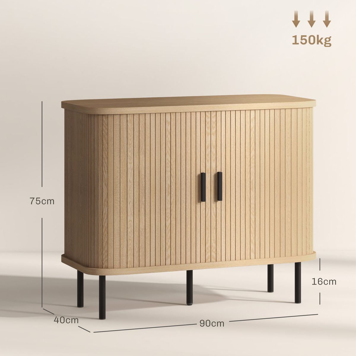 Aparador-Latvia-Homcom-puertas-correderas---5-patas-natural-75x90x40-cm