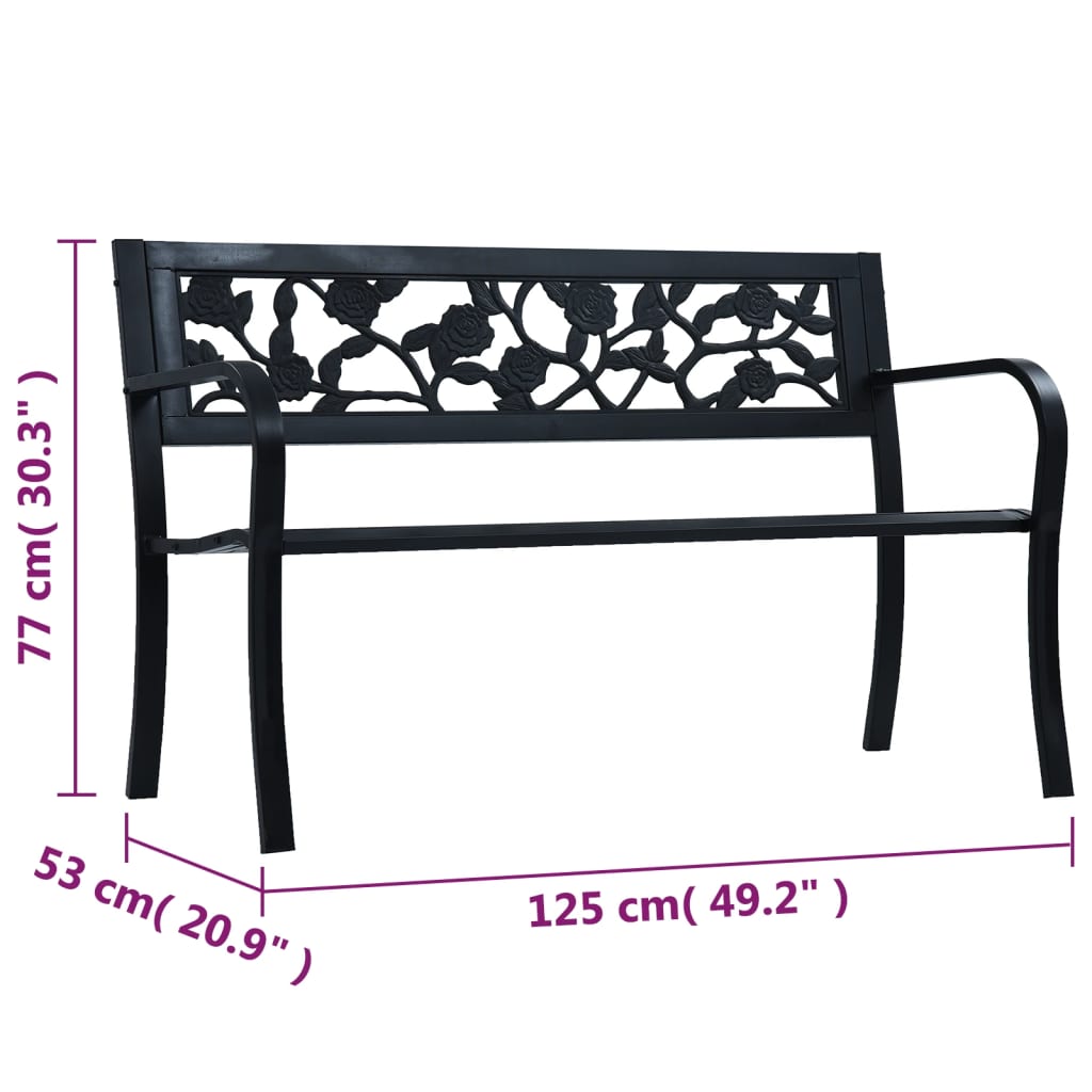 Banco-de-jardin-Baker-metal-negro-77x125x53-cm-medidas