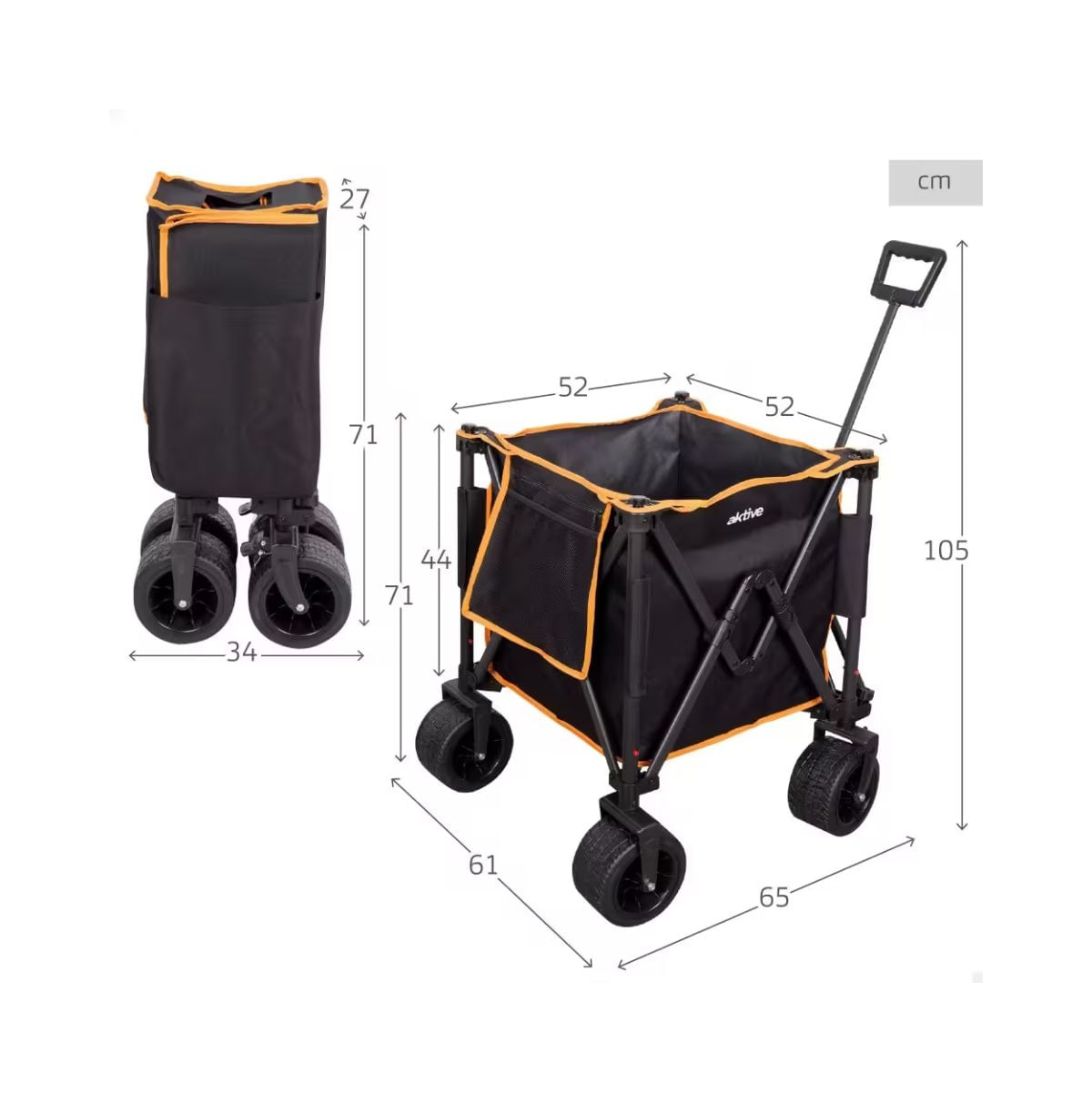 Carro-de-playa-Aktive-diseño-plegable---ruedas-negro-71-105x52-cm-medidas