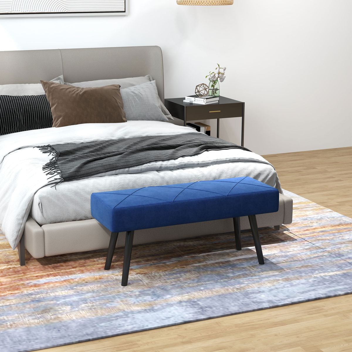 Banqueta-Zure-Homcom-acolchada-azul-45x100x36-cm