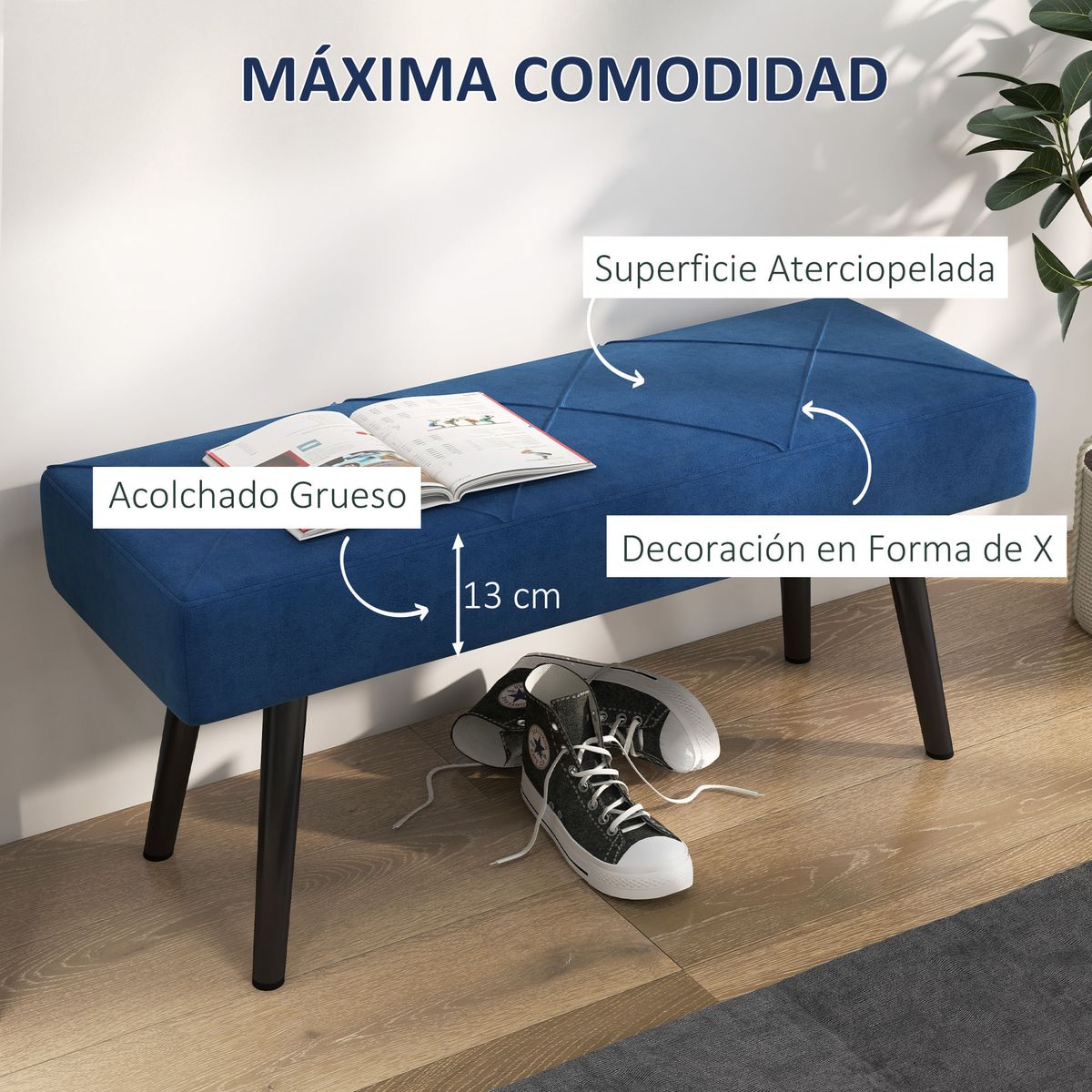 Banqueta-Zure-Homcom-acolchada-azul-45x100x36-cm