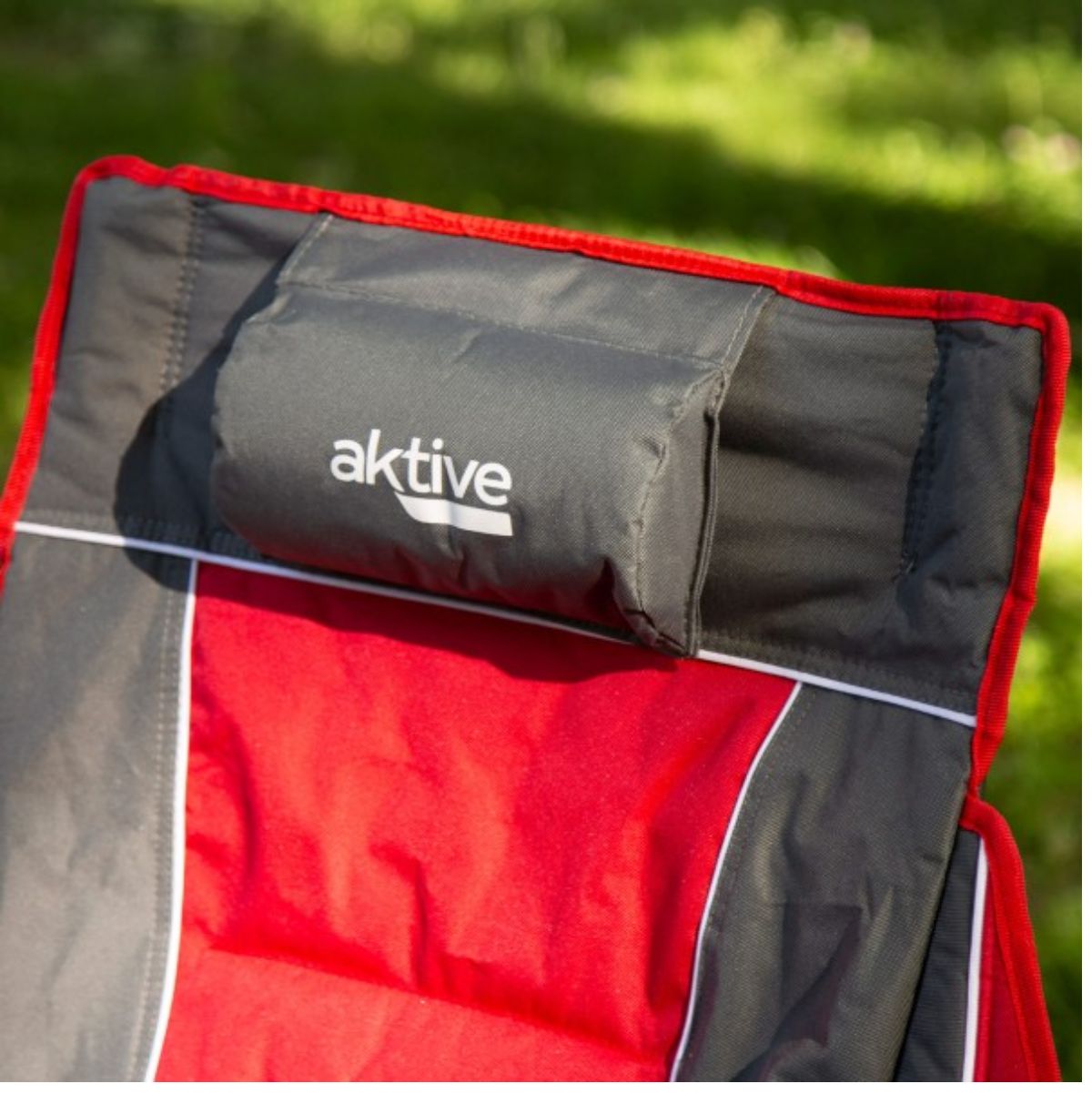 Balancin-para-camping-Aktive-plegable---bolsillos-laterales-gris-rojo--reposacabezas