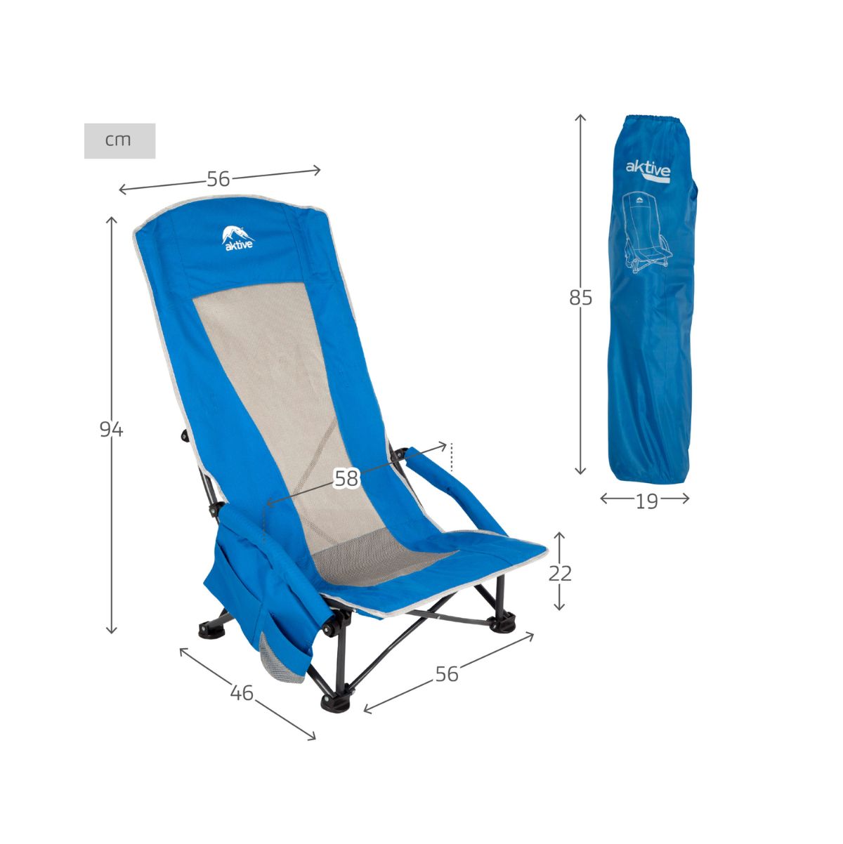 Silla-de-camping-Aktive-plegable---bolsillos-laterales-azul-95x55x45-cm-medidas