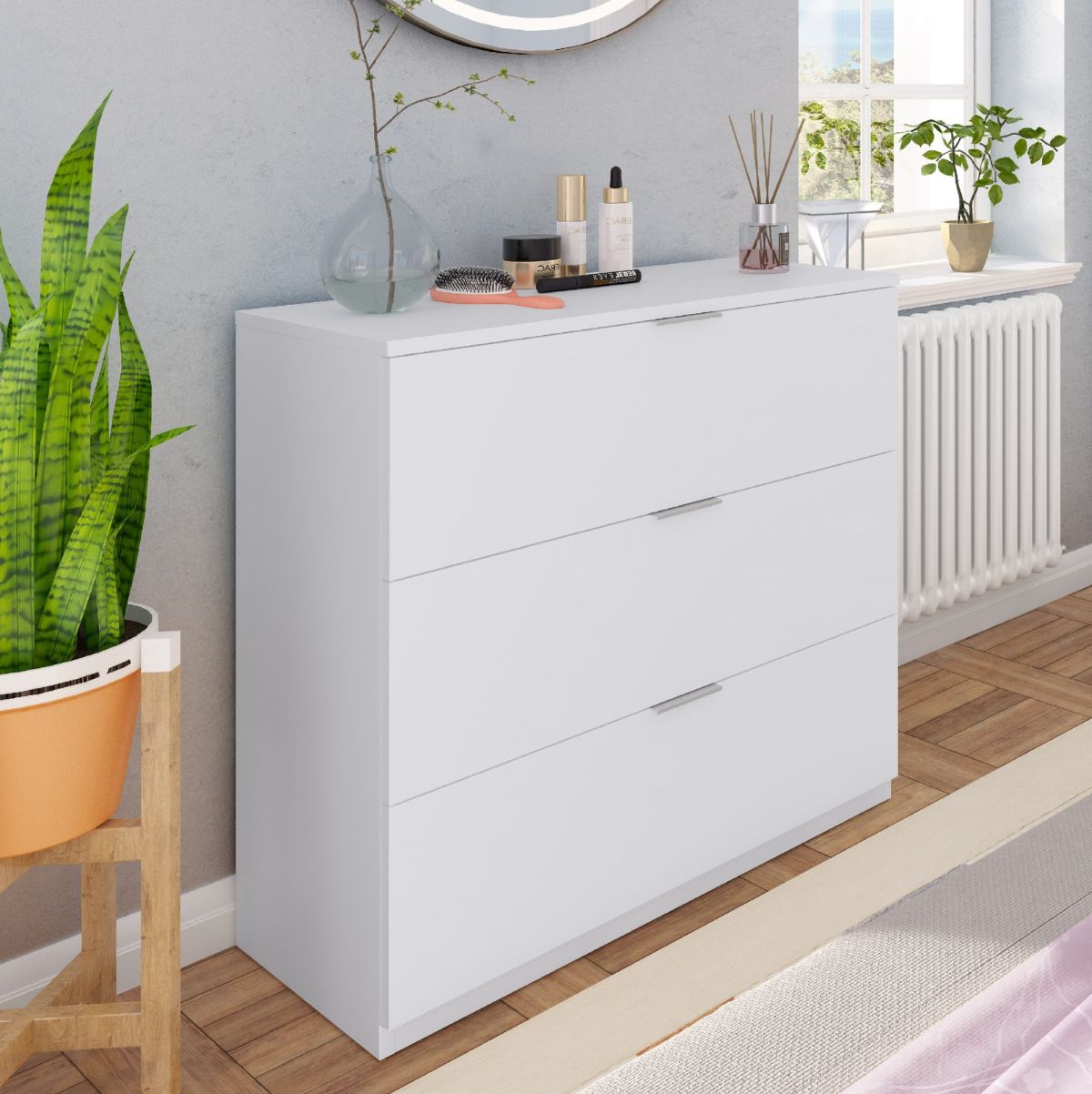 Comoda-Low-Cost-3-cajones-blanco-80x77x38-cm-fondo-ambientada