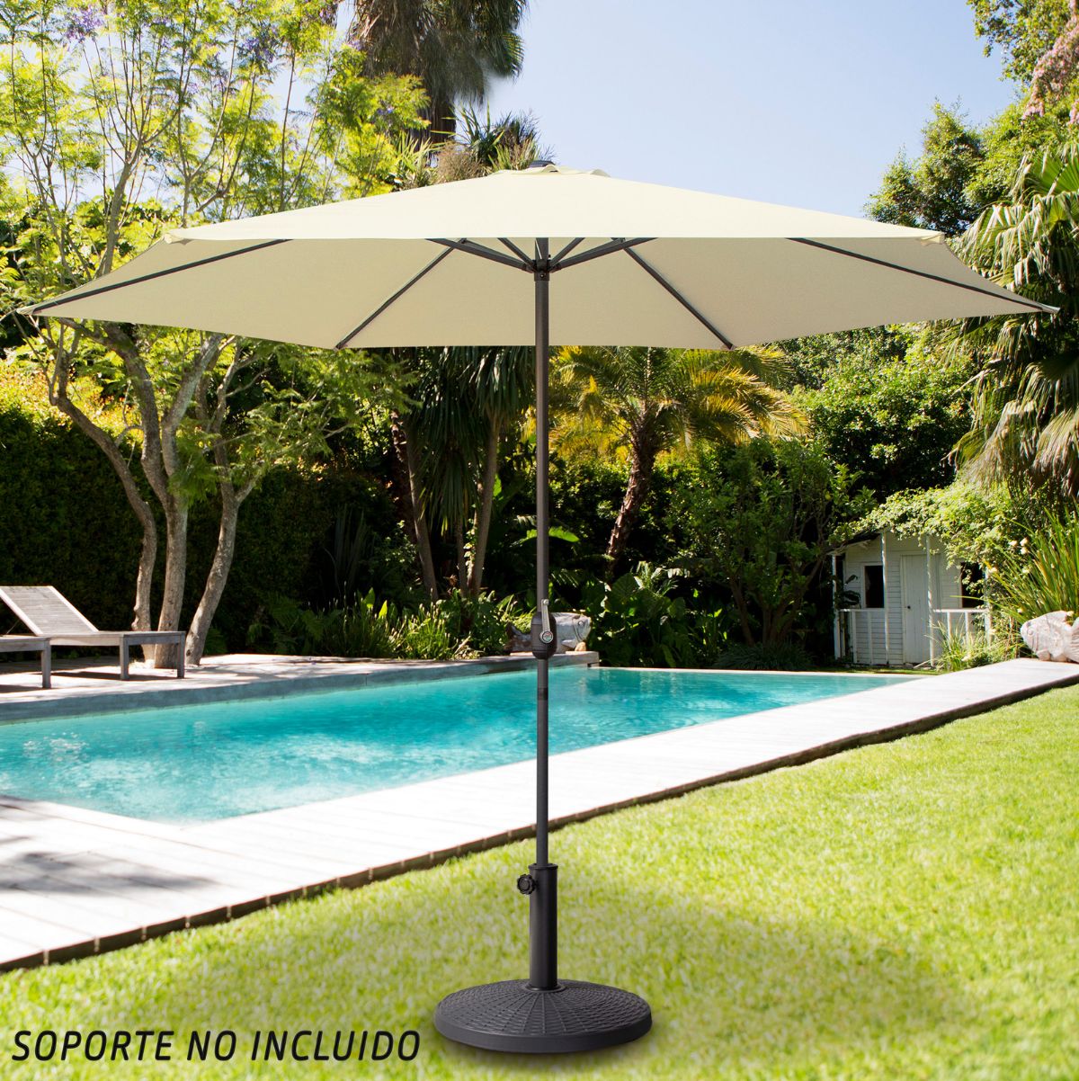 Sombrilla de jardín Aktive con manivela + ventilación beige Ø300 cm piscina