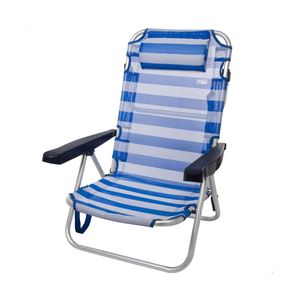 Silla plegable Aktive multiposición + cojín azul 84x54x46 cm