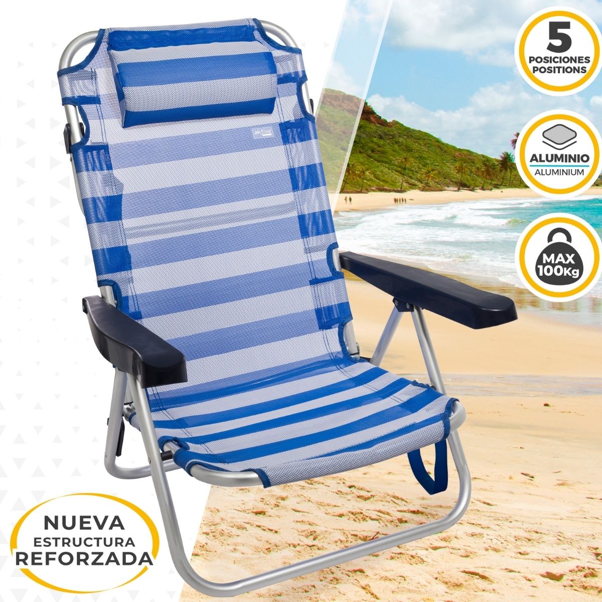 Silla-plegable-Aktive-Beach-multiposicion---cojin-azul-84x54x46-cm-