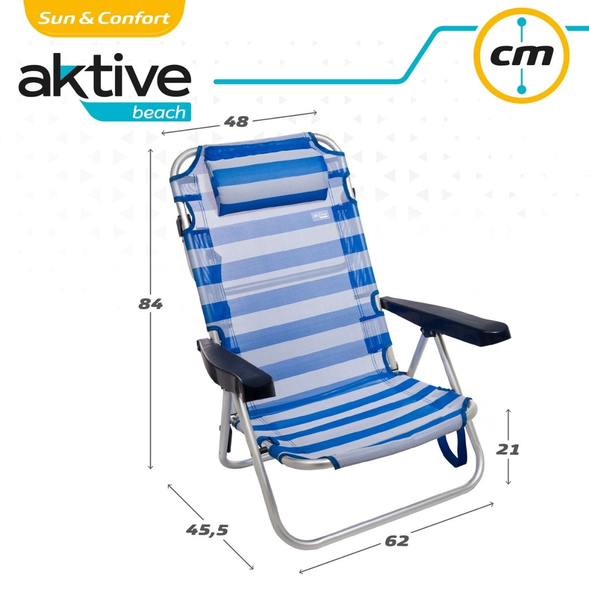Silla-plegable-Aktive-Beach-multiposicion---cojin-azul-84x54x46-cm-