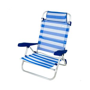 Silla de playa Aktive Beach 8 posiciones + cojín azul 82x56x49 cm