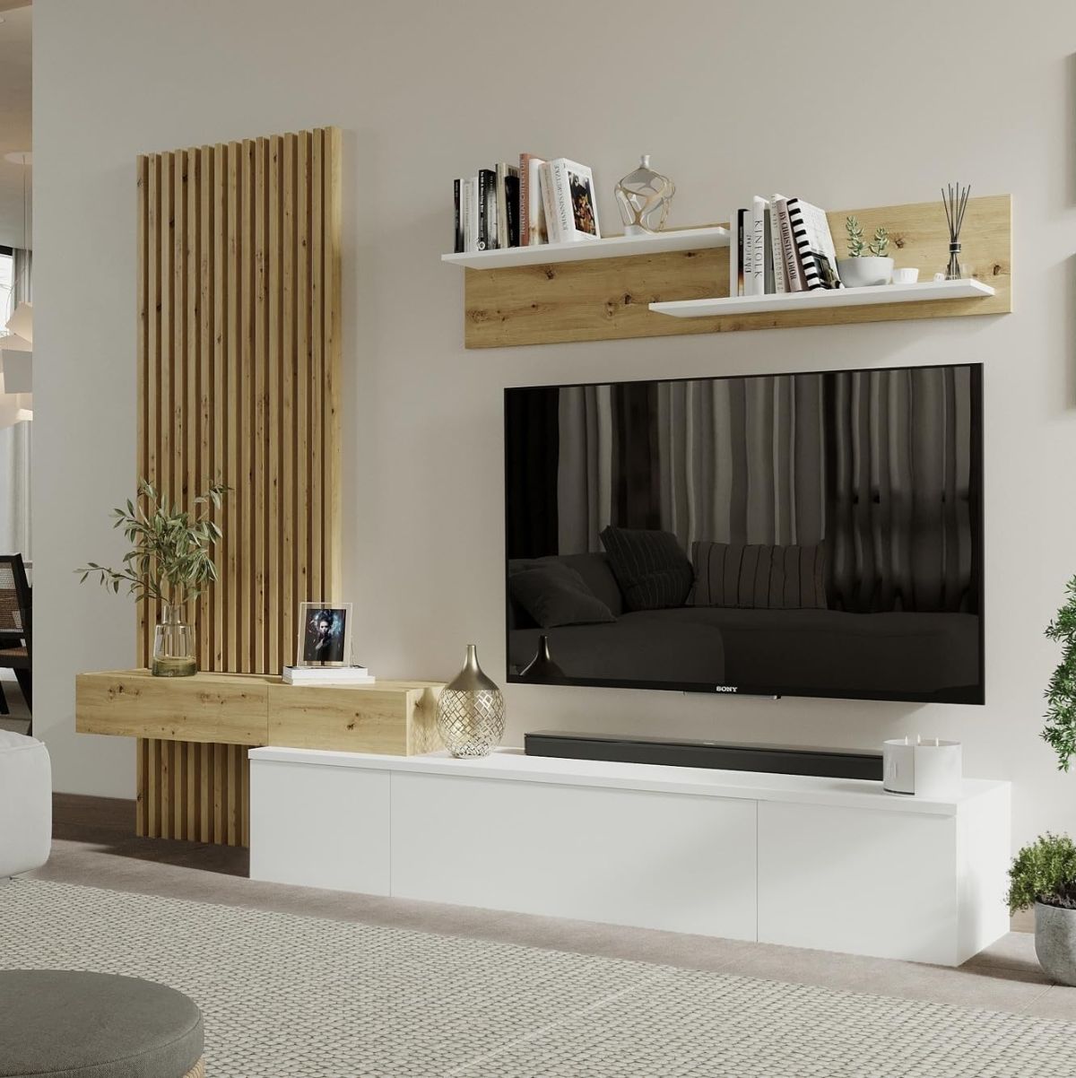Composicion-de-salon-Basi-mueble-de-TV--estante---panel-blanco-natural-ambientada-lateral