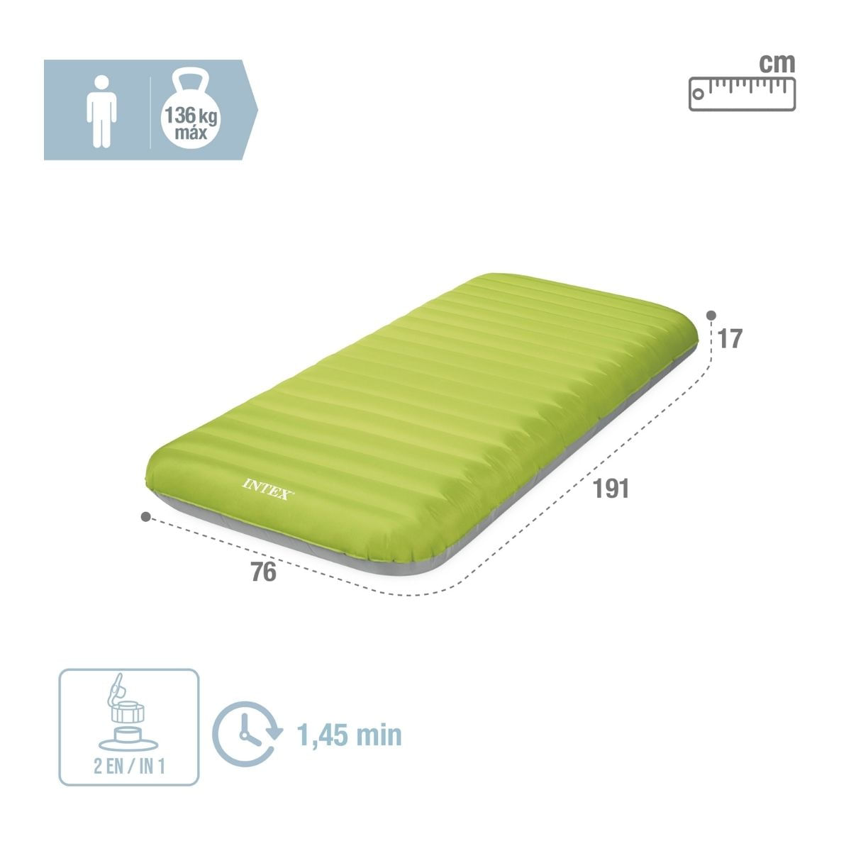 Colchon-hinchable-Intex-TPU-Camping-Mat-individual-hinchador-USB-verde-17x76x191-cm-