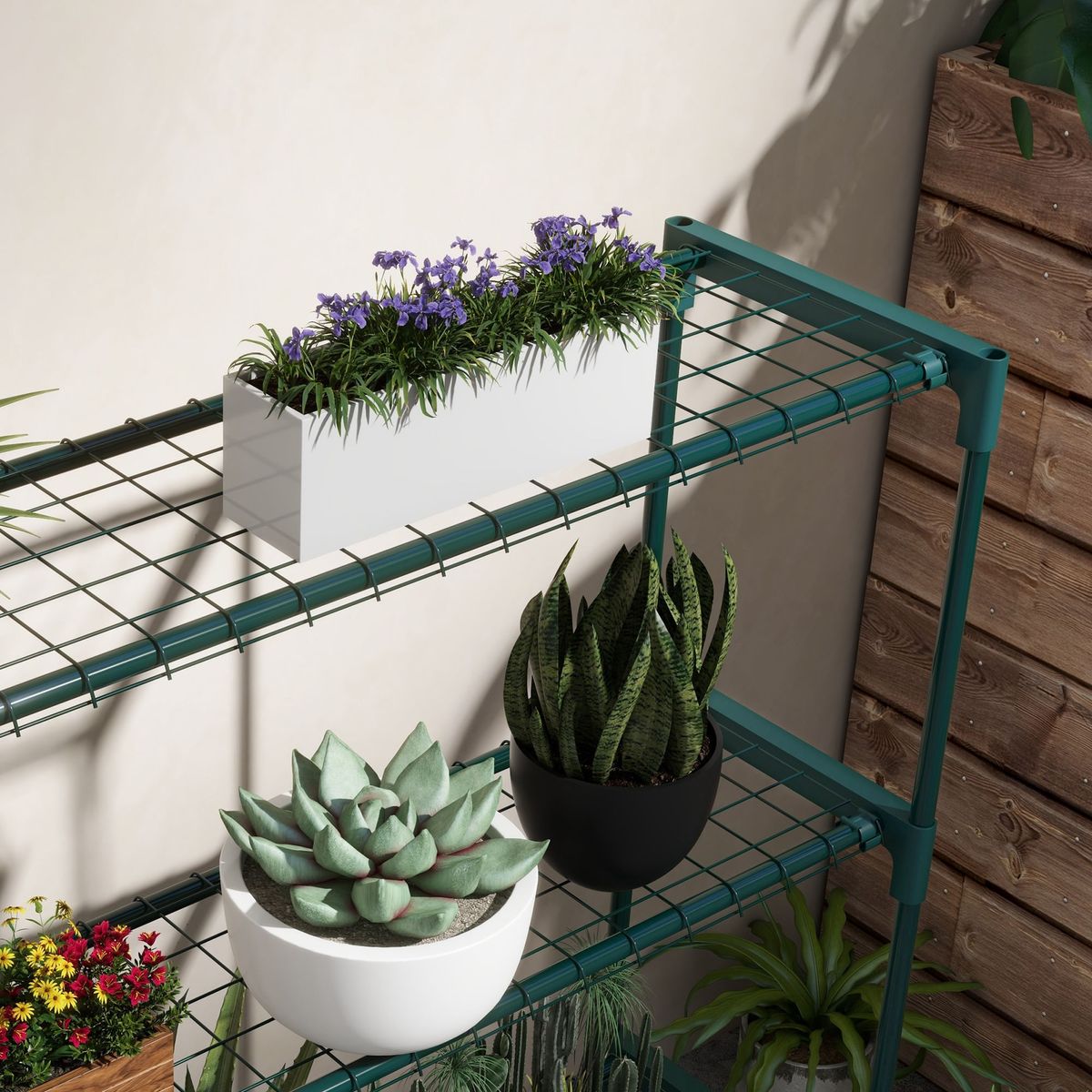 Estanteria-Chui-Outsunny-4-niveles-verde-oscuro-107x89x28-cm