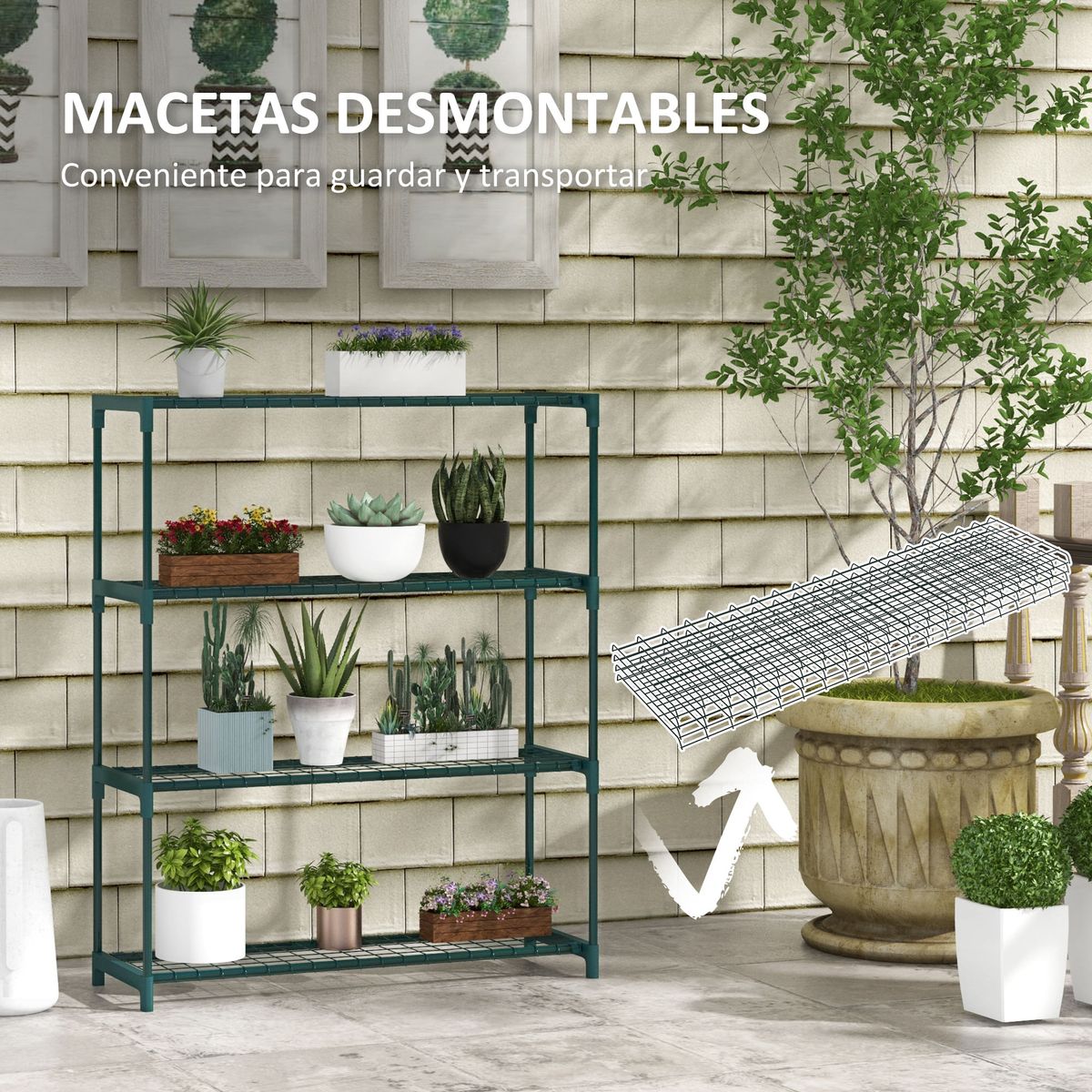 Estanteria-Chui-Outsunny-4-niveles-verde-oscuro-107x89x28-cm