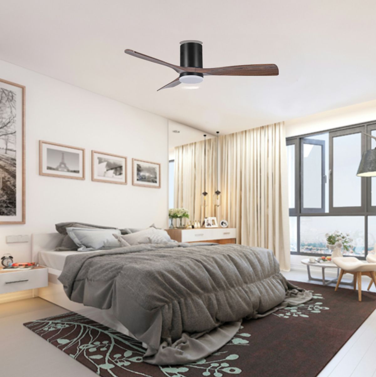Ventilador-de-techo-Siroco-Bel-Air-40W-3-aspas-con-luz-LED-negro-roble-Ø103-cm-ambientada