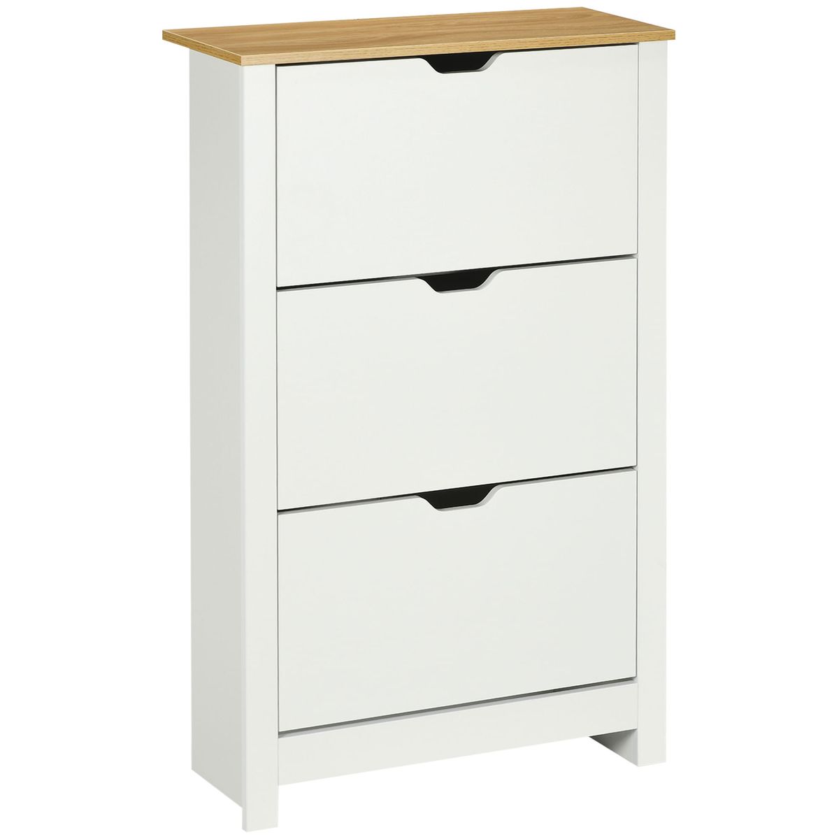 Zapatero-Carmelo-Homcom-3-cajones-abatibles-blanco-natural-112x72x26-cm