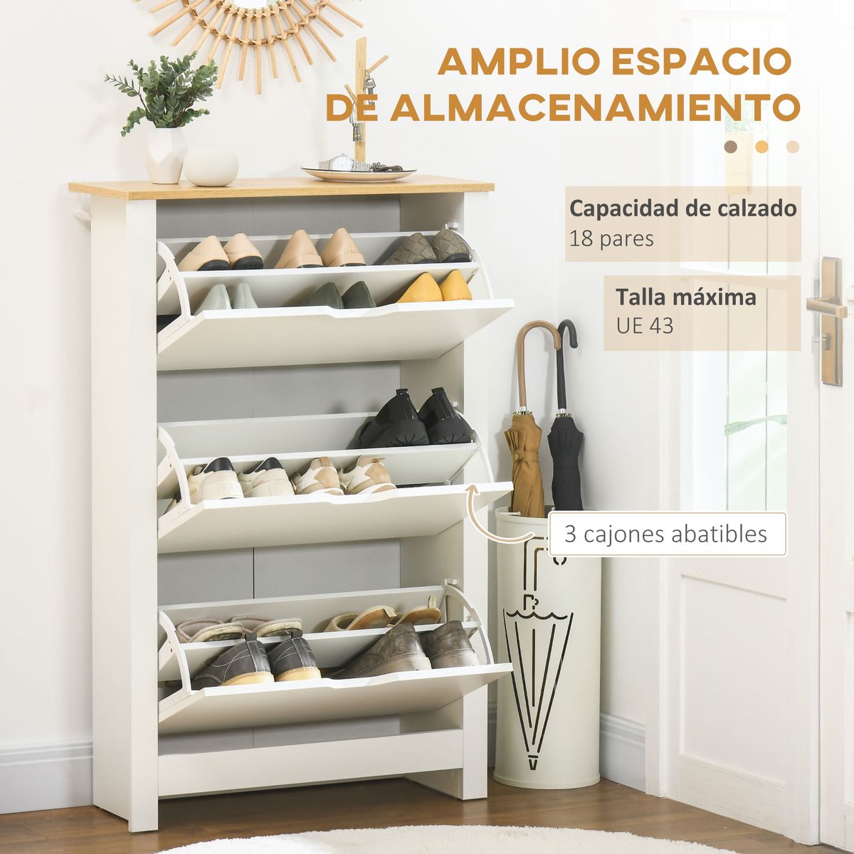 Zapatero-Carmelo-Homcom-3-cajones-abatibles-blanco-natural-112x72x26-cm