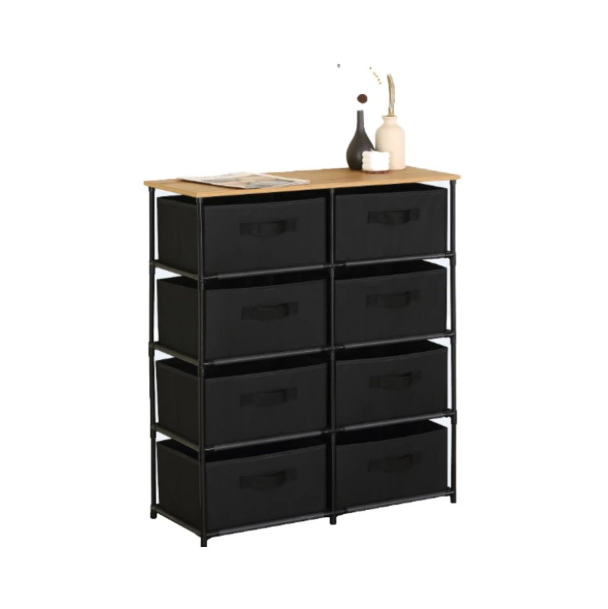 Cajonera-Easy-8-cajones-de-tela-negro-natural-89x756x30-cm