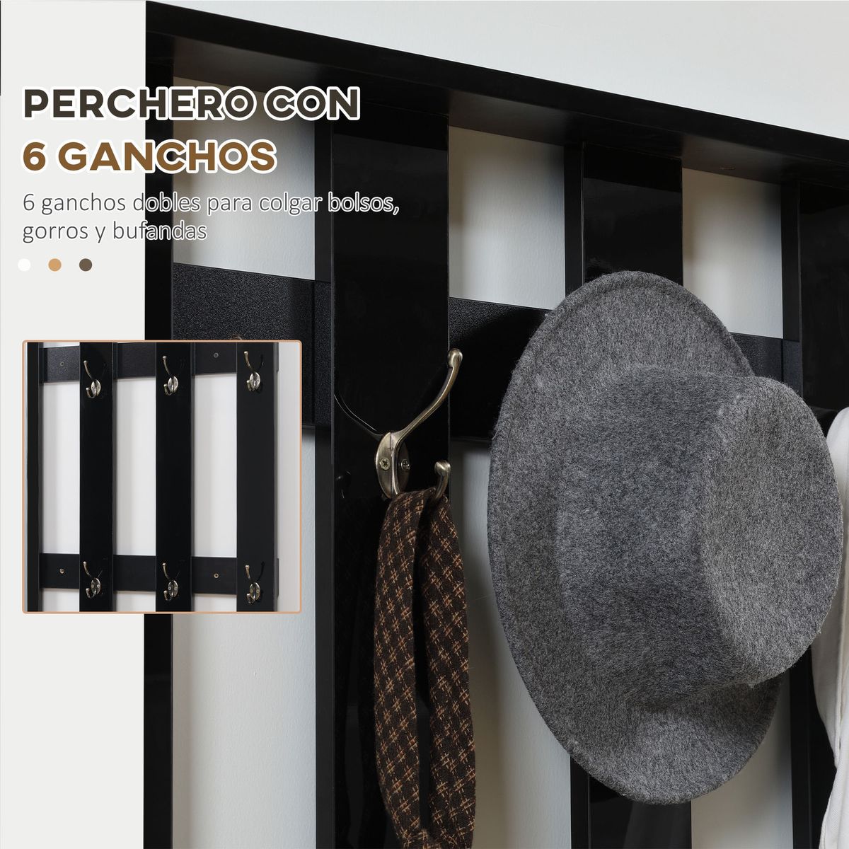 Recibidor-Marina-Homcom-espejo---perchero---zapatero-negro