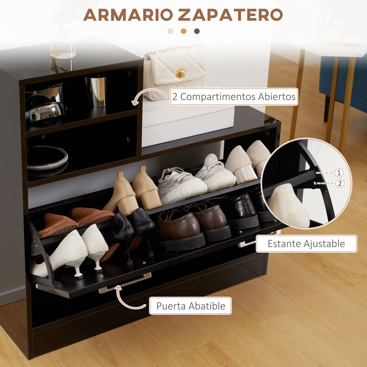 Recibidor-Marina-Homcom-espejo---perchero---zapatero-negro