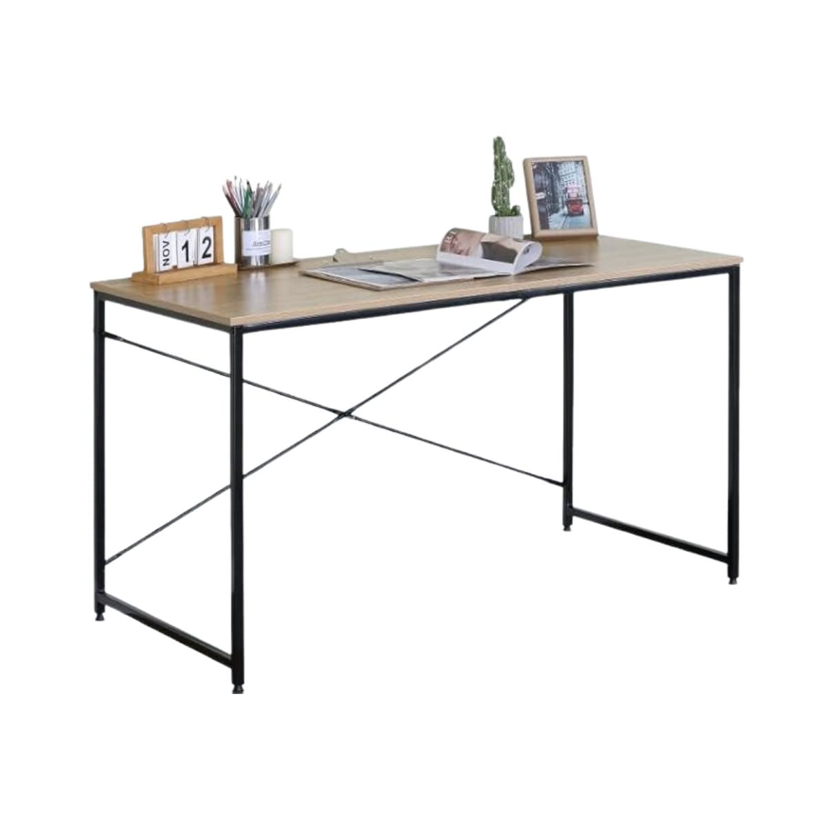 Escritorio Easy diseño fijo negro/natural 70x120x60 cm