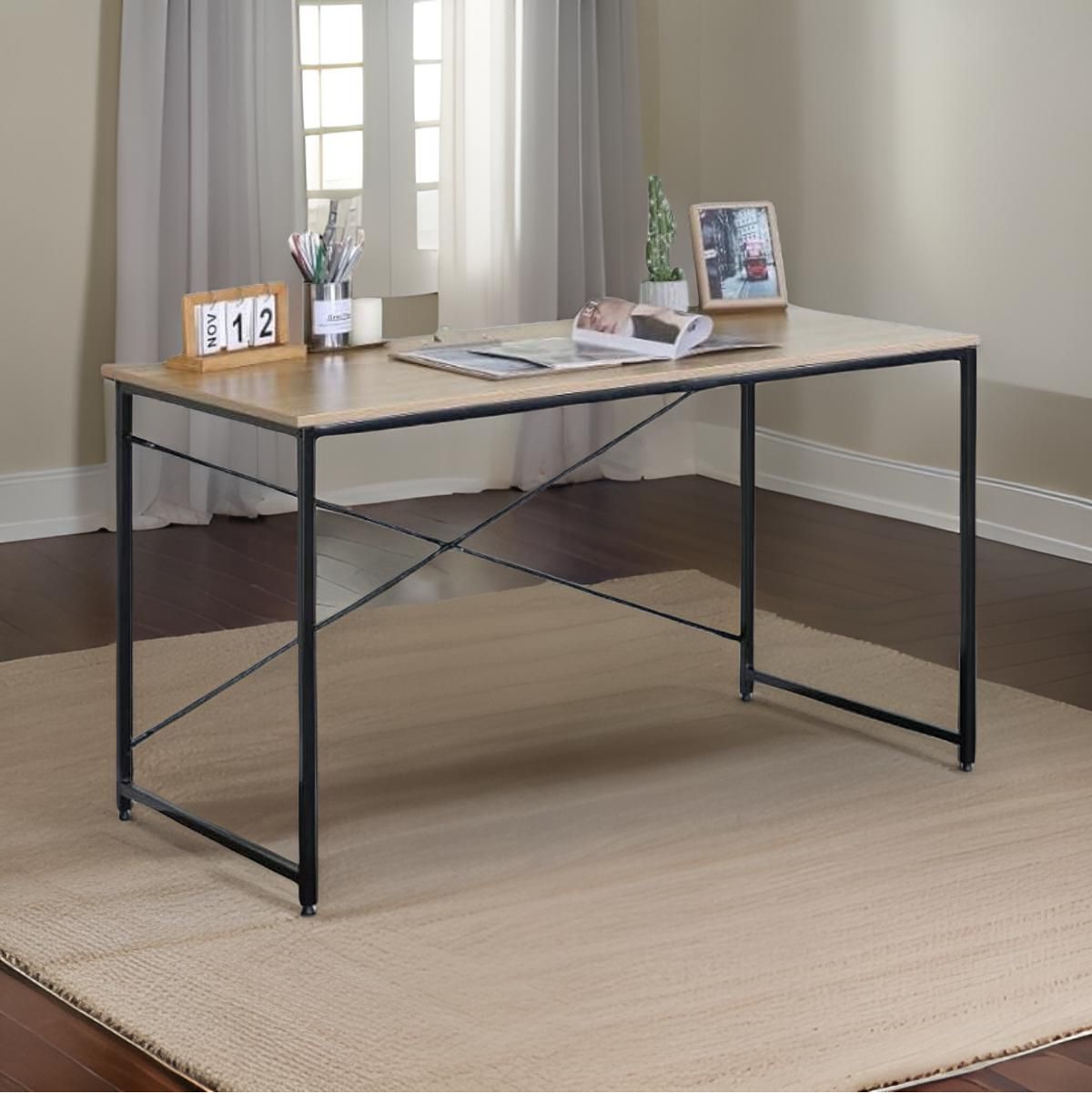 Escritorio Easy diseño fijo negro/natural 70x120x60 cm