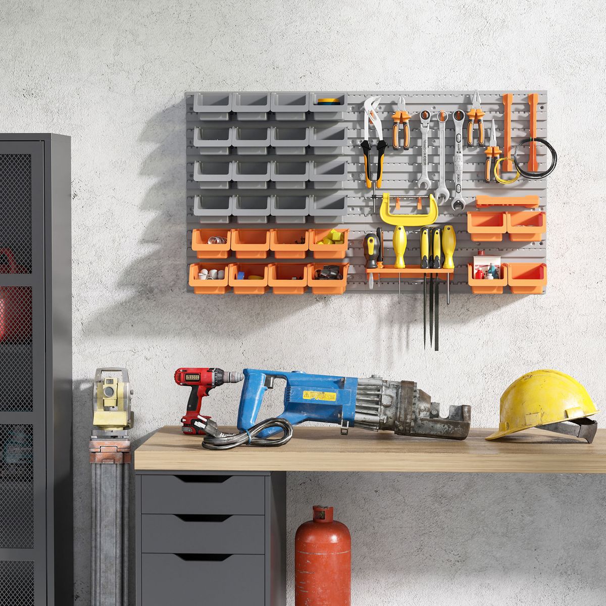 Organizador-de-herramientas-Ana-Homcom-44-piezas-multiposicion-naranja-gris-535x955x22-cm