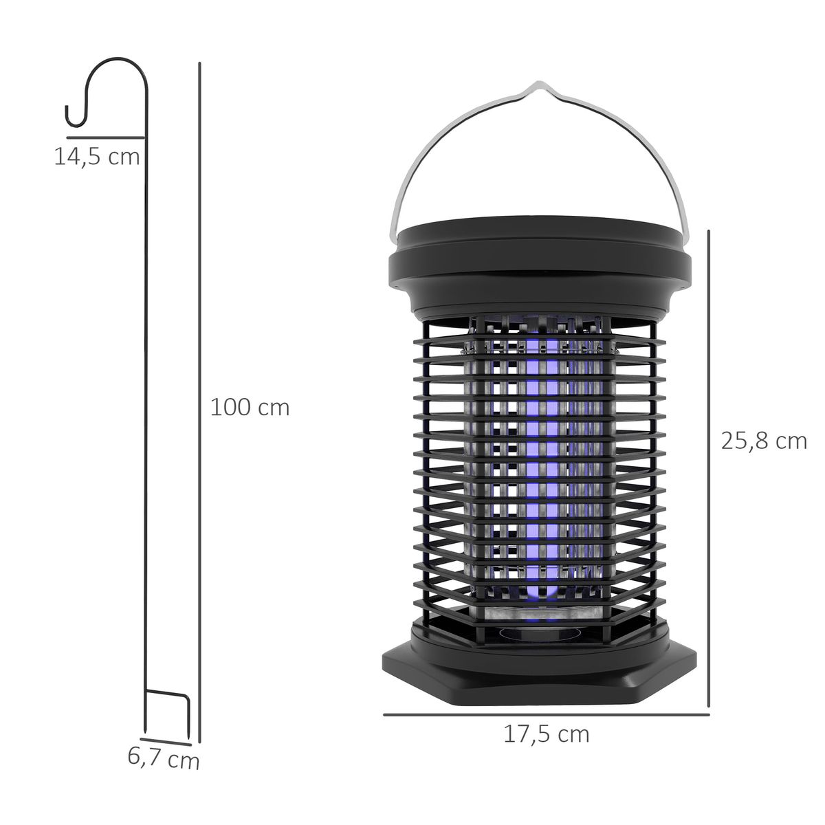 Lampara-antimosquitos-Tabarca-Outsunny-luz-LED-2-en-1-carga-solar---USB-negro-145-cm