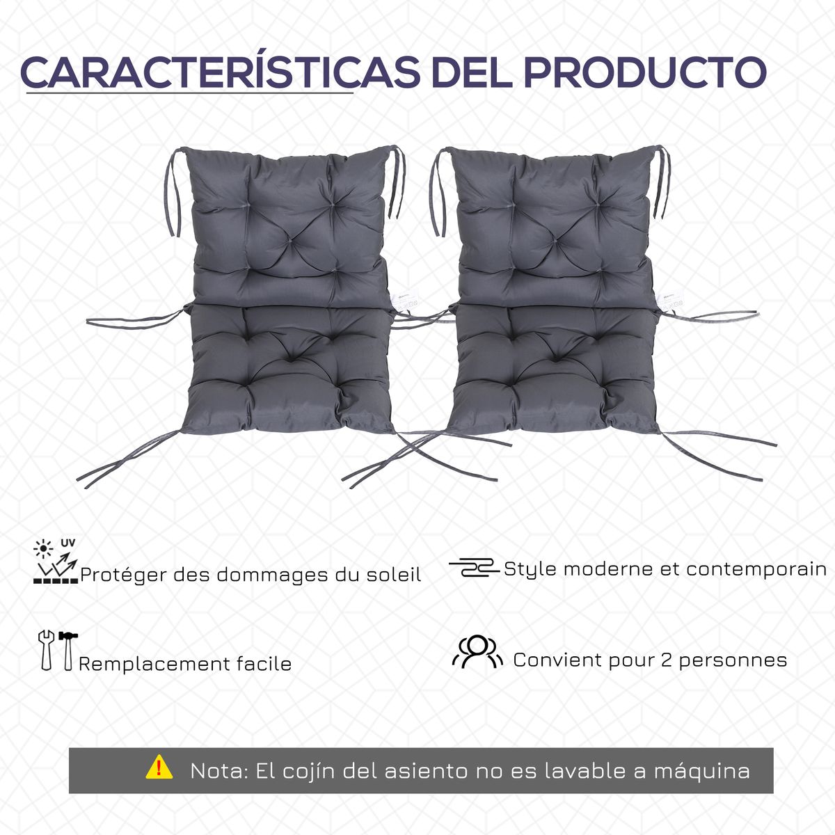 Pack-de-2-cojines-para-silla-Outsunny-con-cordones-gris-8x50x98-cm