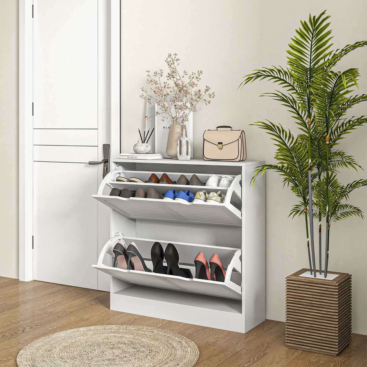 Zapatero-Milu-Homcom-2-cajones-abatibles-blanco-83x815x25-cm