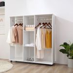 Armario-abierto-Nova-Homcom-3-estantes---2-barras---ruedas-blanco-128x120x40cm