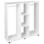 Armario-abierto-Nova-Homcom-3-estantes---2-barras---ruedas-blanco-128x120x40cm