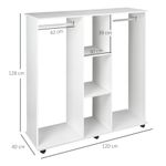 Armario-abierto-Nova-Homcom-3-estantes---2-barras---ruedas-blanco-128x120x40cm