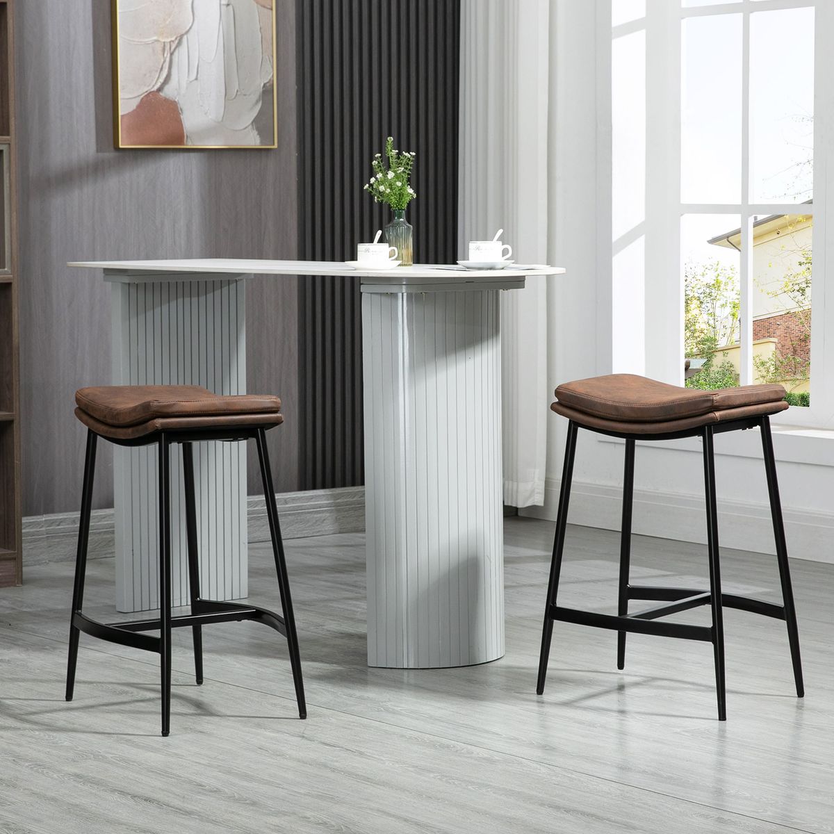 Pack-de-2-taburetes-Milo-Homcom-asiento-curvo---patas-de-acero-marron-685x485x385-cm