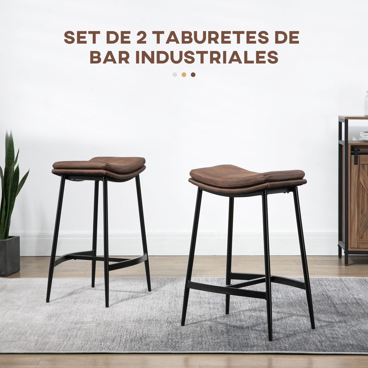 Pack-de-2-taburetes-Milo-Homcom-asiento-curvo---patas-de-acero-marron-685x485x385-cm