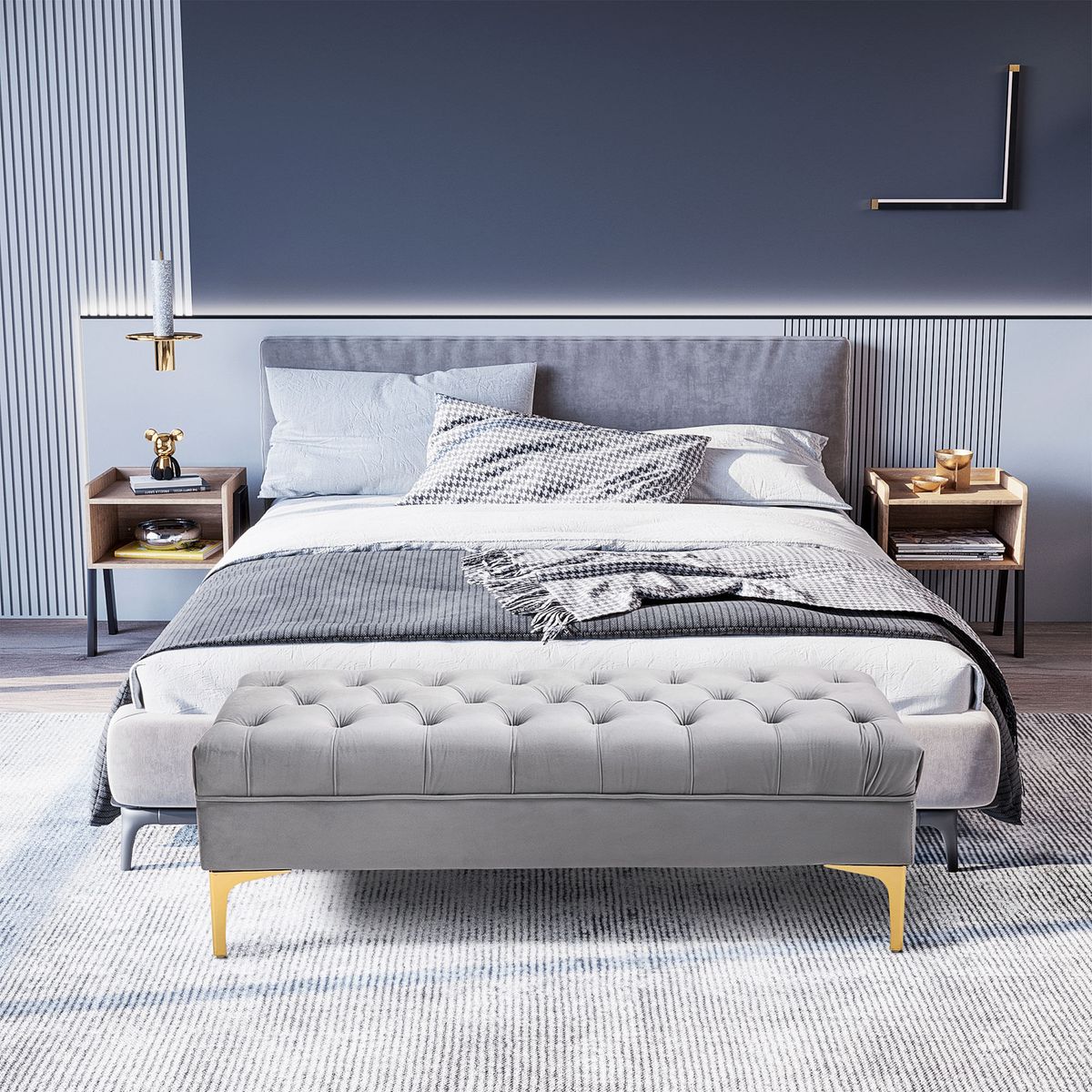 Banco-Ashma-Homcom-acolchado-con-patas-gris-42x118x45-cm