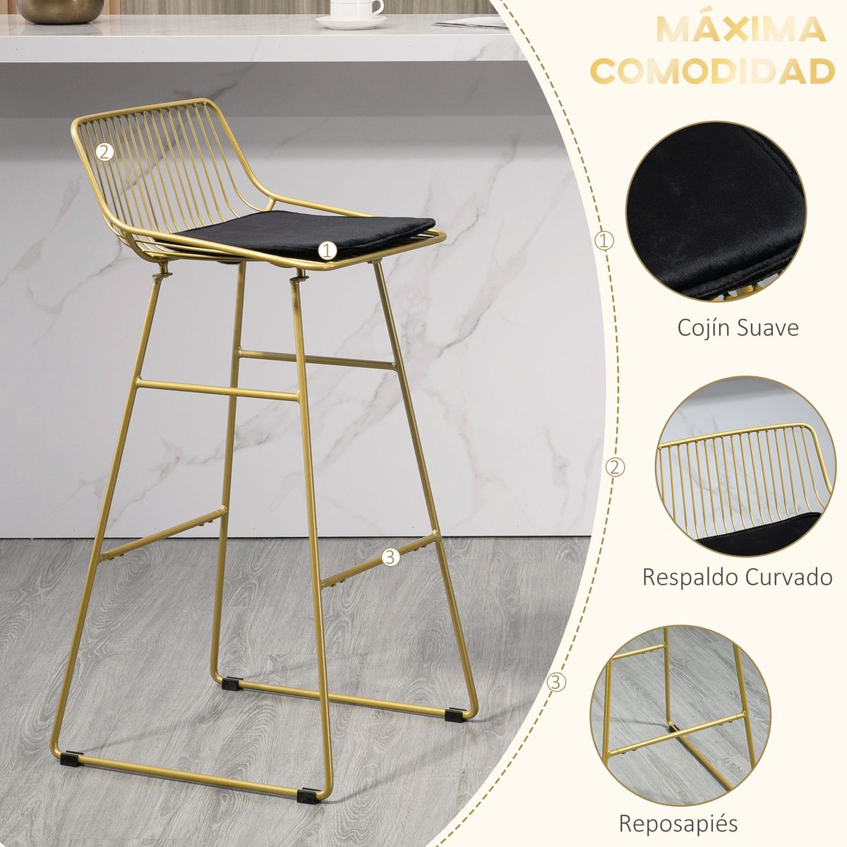 Pack-de-2-taburetes-Pepa-Homcom-cojin---respaldo-dorado-negro-946x445x48-cm