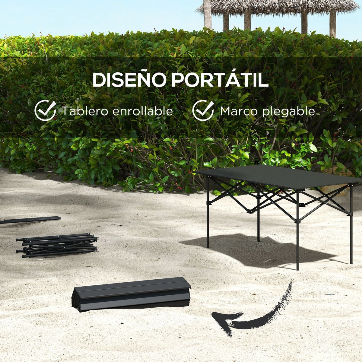 Mesa-de-camping-Saba-Outsunny-diseño-plegable-negro-50x95x55-cm