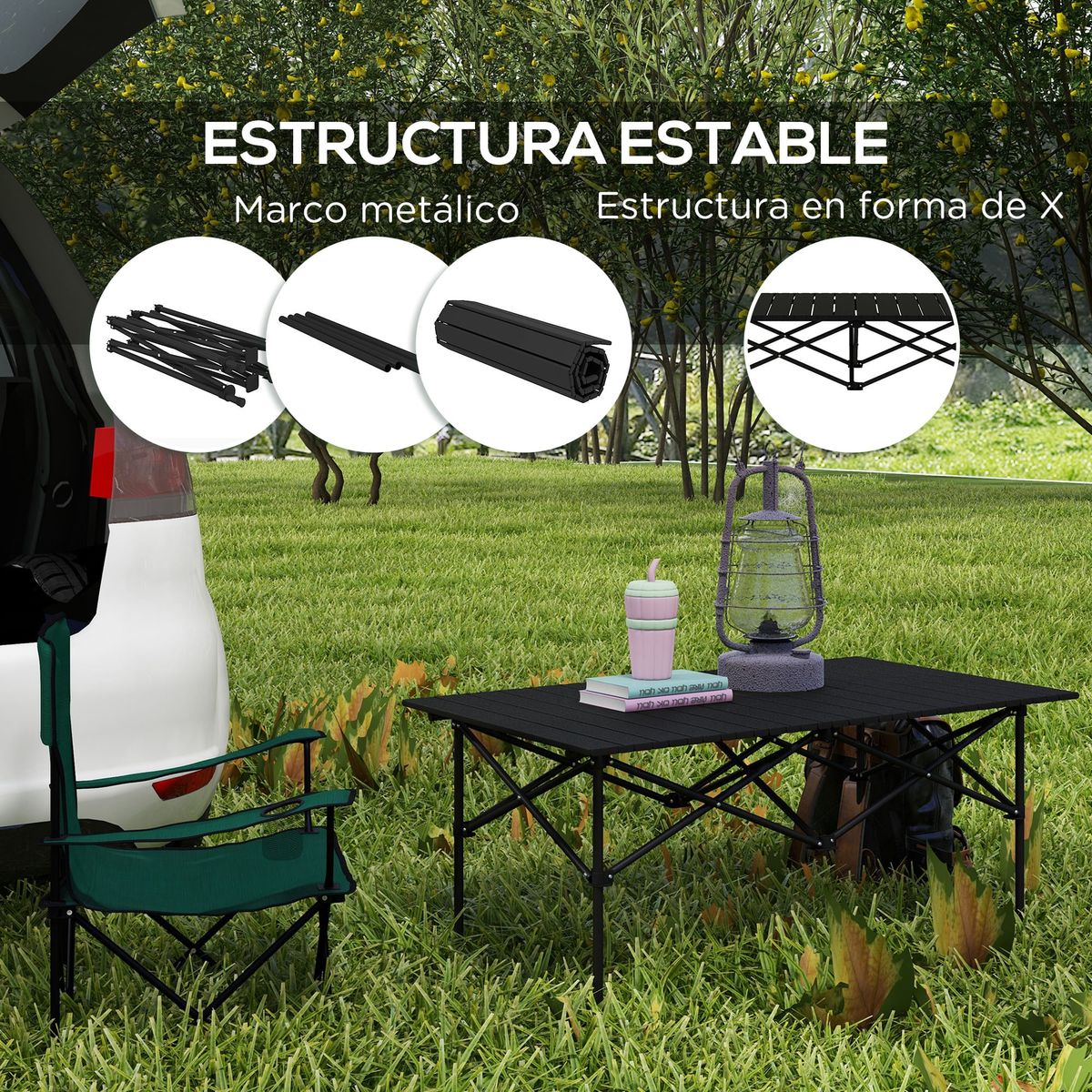 Mesa-de-camping-Saba-Outsunny-diseño-plegable-negro-50x95x55-cm