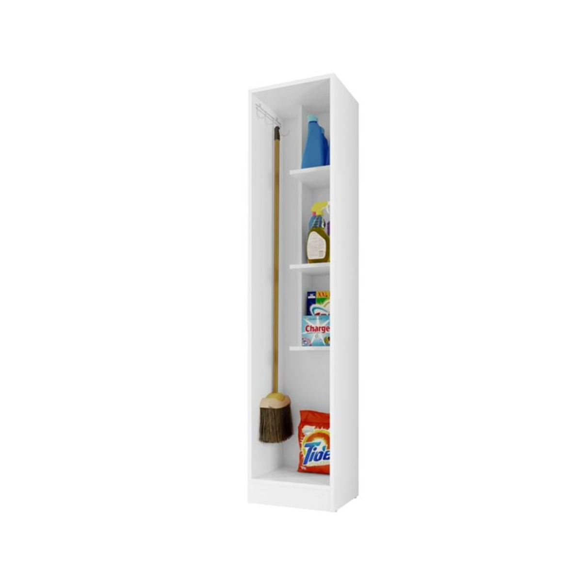 Armario-escobero-Terra-1-puerta---3-estantes-blanco-170x35x318-cm