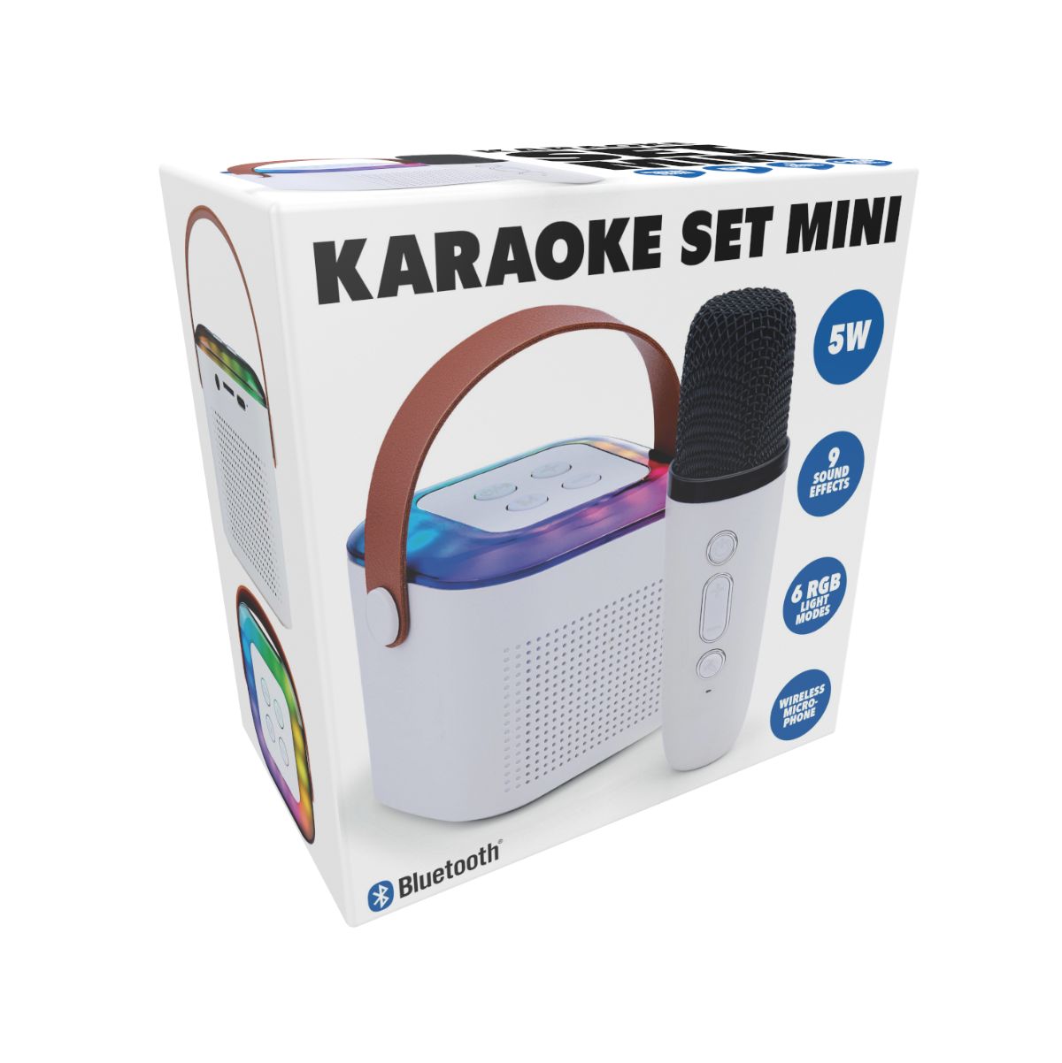 Set-mini-karaoke-5W-microfono---luces-LED-Bluetooth-blanco-