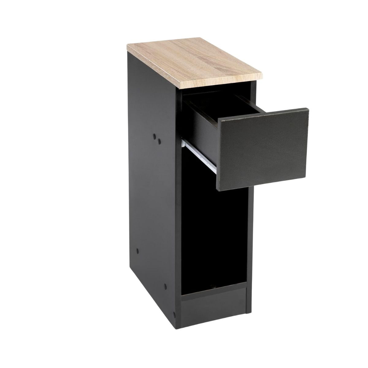 Mesita-de-noche-Slim-cajon---compartimento-negro-natural-60x197x35-cm