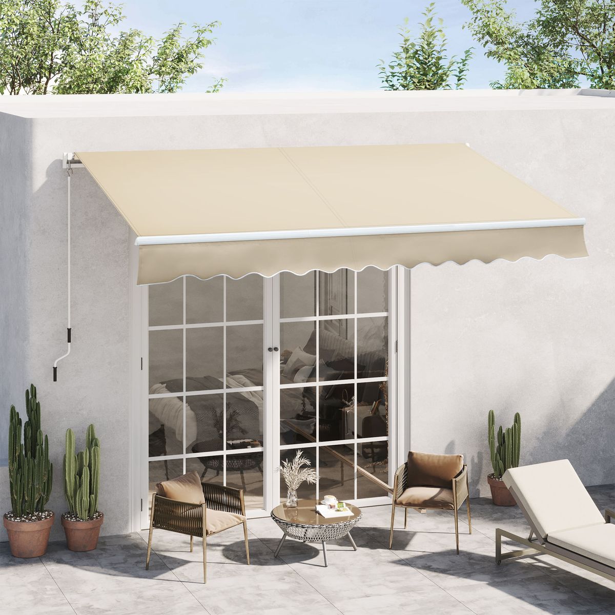 Toldo-manual-Palma-Outsunny-retractil-anti-UV-crema-350x250-cm-