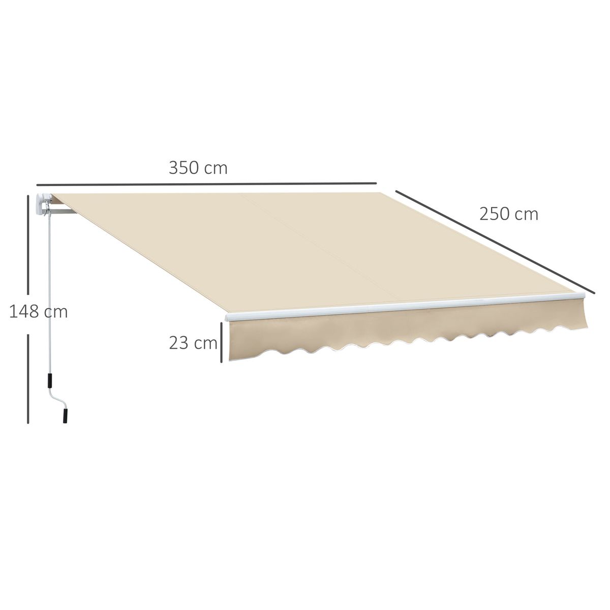 Toldo-manual-Palma-Outsunny-retractil-anti-UV-crema-350x250-cm-