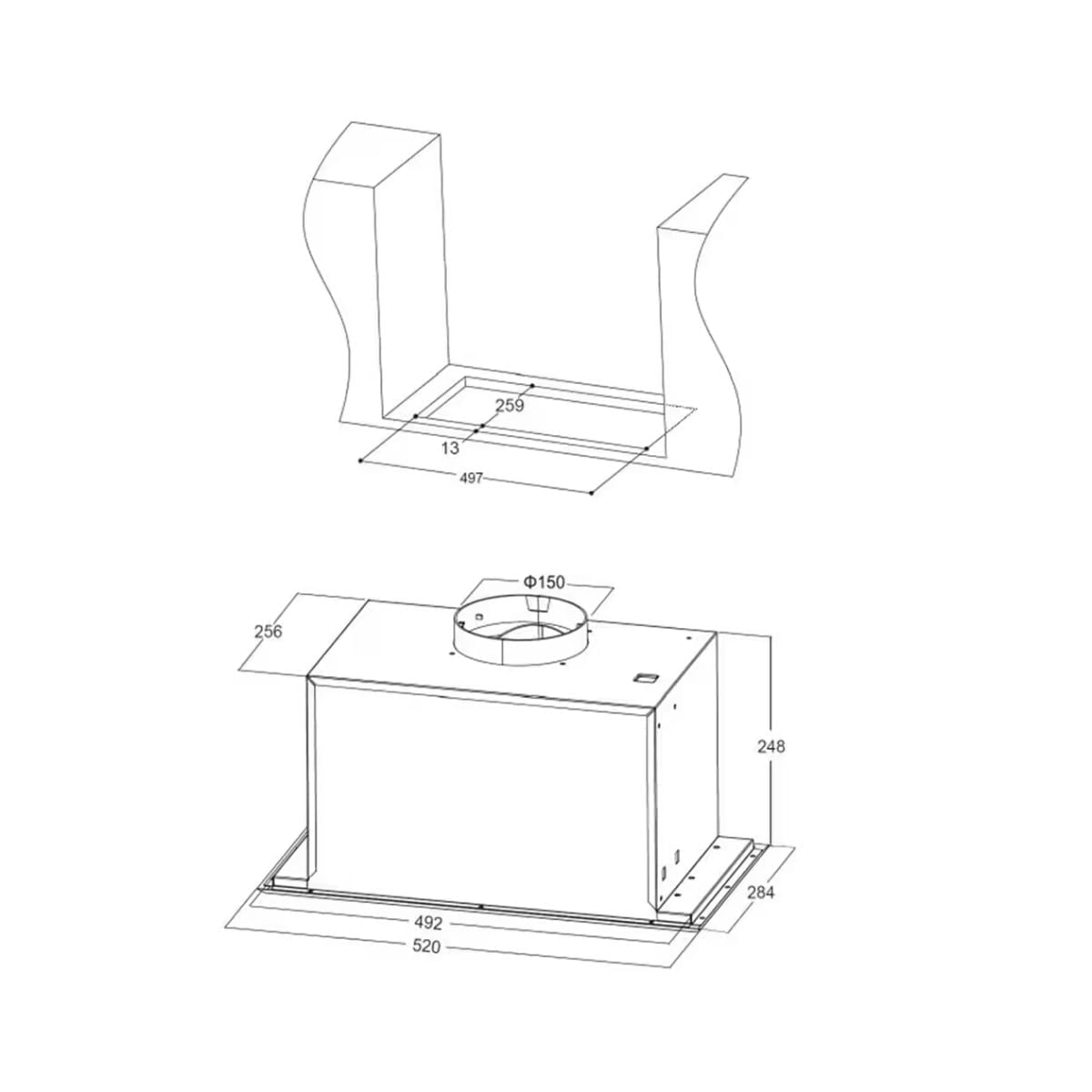 Campana-integrable-Aspes-AGF5200CB-105W-440m³-h-filtros-lavables-blanco-52-cm