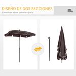 Sombrilla-de-jardin-Solea-Outsunny-inclinable-4-varillas-marron-oscuro-245x198x130-cm