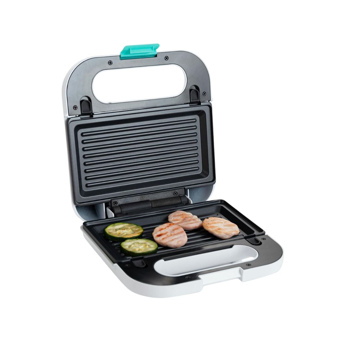 Sandwichera-3-en-1-Gallery-Dcook-750W-3-placas-intercambiables-blanco-azul