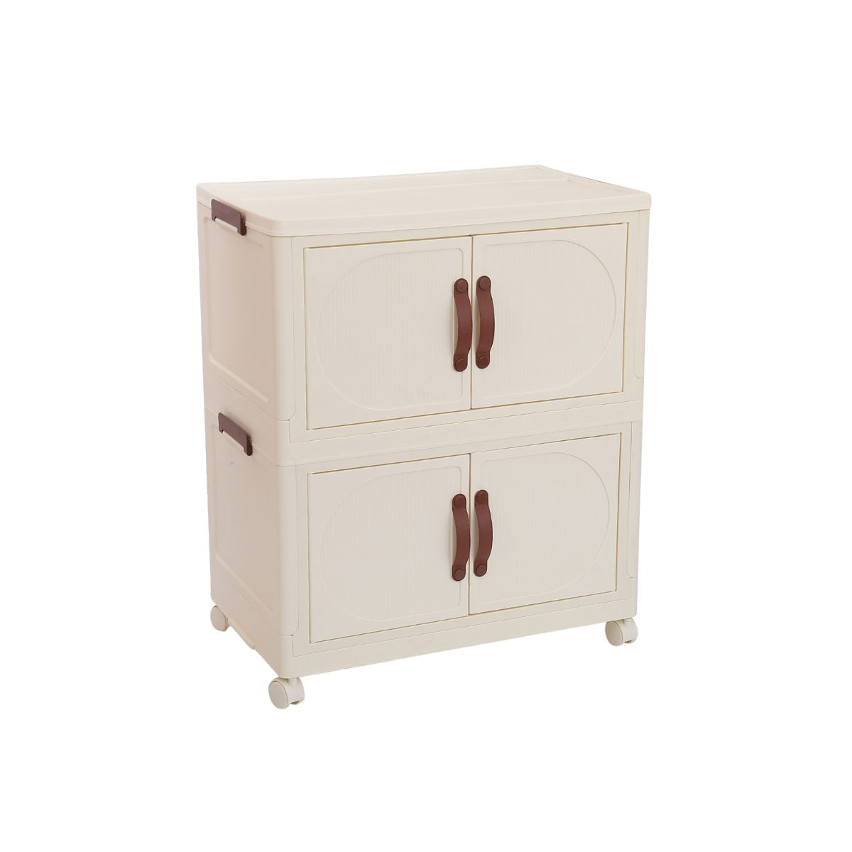 Armario-organizador-2-niveles---4-puertas-y-ruedas-blanco-marron-656x60x35-cm