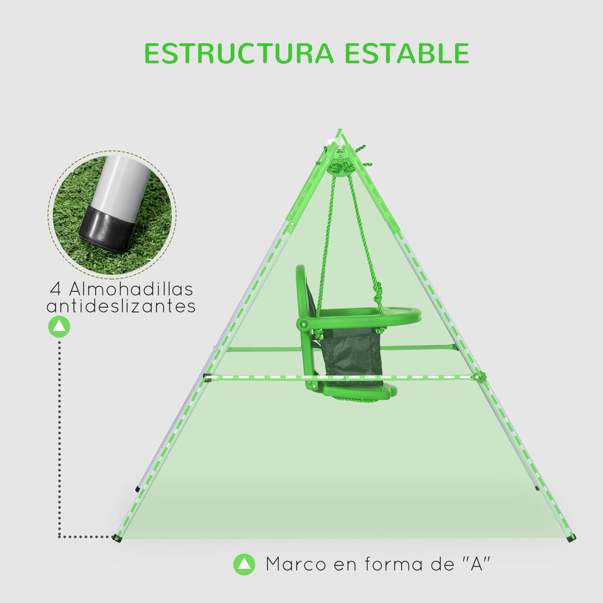 Columpio-infantil-Huelva-Outsunny-6-36M-proteccion-360º-verde-122x122x146-cm